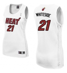 Women's Adidas Miami Heat #21 Hassan Whiteside Authentic White Home NBA Jersey