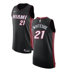 Youth Nike Miami Heat #21 Hassan Whiteside Authentic Black Road NBA Jersey - Icon Edition