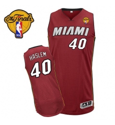 Men's Adidas Miami Heat #40 Udonis Haslem Authentic Red Alternate Finals Patch NBA Jersey