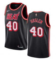 Men's Nike Miami Heat #40 Udonis Haslem Authentic Black Black Fashion Hardwood Classics NBA Jersey