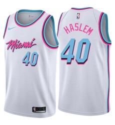 Men's Nike Miami Heat #40 Udonis Haslem Authentic White NBA Jersey - City Edition