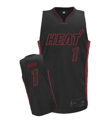 Men's Adidas Miami Heat #1 Chris Bosh Authentic Black Black/Red No. NBA Jersey