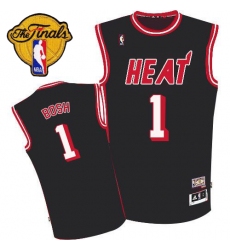 Men's Adidas Miami Heat #1 Chris Bosh Authentic Black Hardwood Classic NBA Jersey