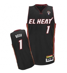 Men's Adidas Miami Heat #1 Chris Bosh Authentic Black Latin Nights NBA Jersey