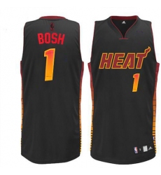 Men's Adidas Miami Heat #1 Chris Bosh Authentic Black Vibe NBA Jersey