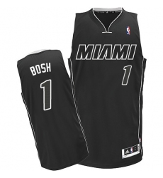 Men's Adidas Miami Heat #1 Chris Bosh Authentic Black/White NBA Jersey