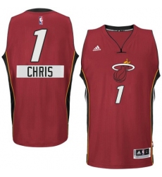 Men's Adidas Miami Heat #1 Chris Bosh Authentic Red 2014-15 Christmas Day NBA Jersey