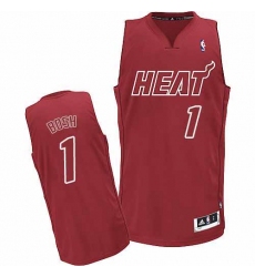 Men's Adidas Miami Heat #1 Chris Bosh Authentic Red Big Color Fashion NBA Jersey