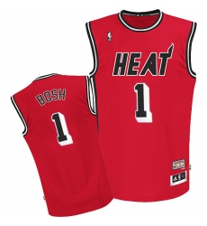 Men's Adidas Miami Heat #1 Chris Bosh Authentic Red Hardwood Classics Nights NBA Jersey