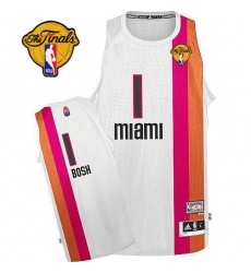 Men's Adidas Miami Heat #1 Chris Bosh Authentic White ABA Hardwood Classic Finals Patch NBA Jersey