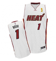 Men's Adidas Miami Heat #1 Chris Bosh Authentic White Championship Ring Ceremony NBA Jersey