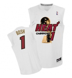 Men's Adidas Miami Heat #1 Chris Bosh Authentic White Finals Champions NBA Jersey