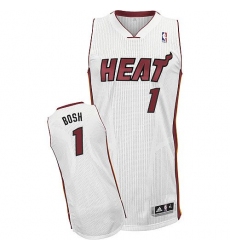 Men's Adidas Miami Heat #1 Chris Bosh Authentic White Home NBA Jersey