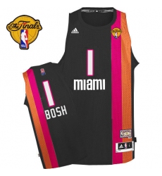 Men's Adidas Miami Heat #1 Chris Bosh Swingman Black ABA Hardwood Classic Finals Patch NBA Jersey