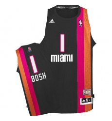 Men's Adidas Miami Heat #1 Chris Bosh Swingman Black ABA Hardwood Classic NBA Jersey