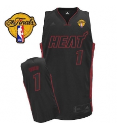 Men's Adidas Miami Heat #1 Chris Bosh Swingman Black Black/Red No. Finals Patch NBA Jersey