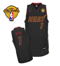 Men's Adidas Miami Heat #1 Chris Bosh Swingman Black Carbon Fiber Fashion Finals Patch NBA Jersey