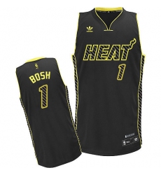 Men's Adidas Miami Heat #1 Chris Bosh Swingman Black Electricity Fashion NBA Jersey