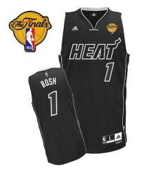 Men's Adidas Miami Heat #1 Chris Bosh Swingman Black Shadow Finals Patch NBA Jersey