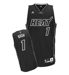 Men's Adidas Miami Heat #1 Chris Bosh Swingman Black Shadow NBA Jersey