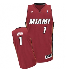 Men's Adidas Miami Heat #1 Chris Bosh Swingman Red Alternate NBA Jersey