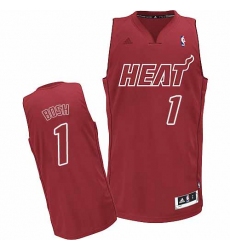 Men's Adidas Miami Heat #1 Chris Bosh Swingman Red Big Color Fashion NBA Jersey