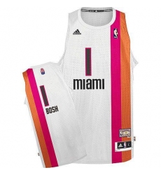 Men's Adidas Miami Heat #1 Chris Bosh Swingman White ABA Hardwood Classic NBA Jersey