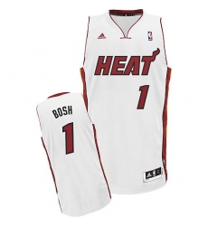 Men's Adidas Miami Heat #1 Chris Bosh Swingman White Home NBA Jersey