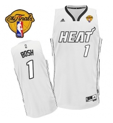 Men's Adidas Miami Heat #1 Chris Bosh Swingman White On White Finals Patch NBA Jersey