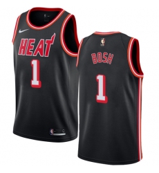 Men's Nike Miami Heat #1 Chris Bosh Authentic Black Black Fashion Hardwood Classics NBA Jersey