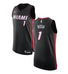 Men's Nike Miami Heat #1 Chris Bosh Authentic Black Road NBA Jersey - Icon Edition