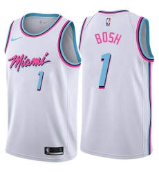 Men's Nike Miami Heat #1 Chris Bosh Authentic White NBA Jersey - City Edition