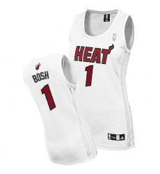 Women's Adidas Miami Heat #1 Chris Bosh Authentic White Home NBA Jersey