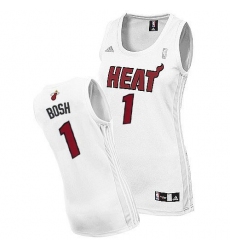 Women's Adidas Miami Heat #1 Chris Bosh Swingman White Home NBA Jersey