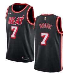 Men's Nike Miami Heat #7 Goran Dragic Authentic Black Black Fashion Hardwood Classics NBA Jersey