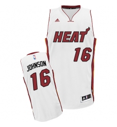 Men's Adidas Miami Heat #16 James Johnson Swingman White Home NBA Jersey