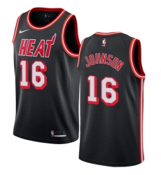 Men's Nike Miami Heat #16 James Johnson Authentic Black Black Fashion Hardwood Classics NBA Jersey