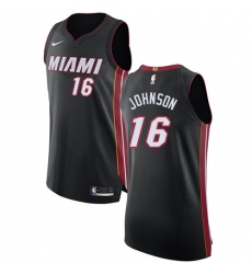 Men's Nike Miami Heat #16 James Johnson Authentic Black Road NBA Jersey - Icon Edition