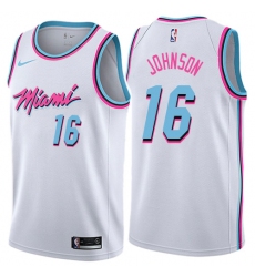 Men's Nike Miami Heat #16 James Johnson Authentic White NBA Jersey - City Edition