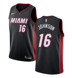 Men's Nike Miami Heat #16 James Johnson Swingman Black Road NBA Jersey - Icon Edition