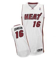 Youth Adidas Miami Heat #16 James Johnson Authentic White Home NBA Jersey