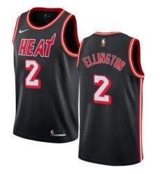 Men's Nike Miami Heat #2 Wayne Ellington Authentic Black Black Fashion Hardwood Classics NBA Jersey