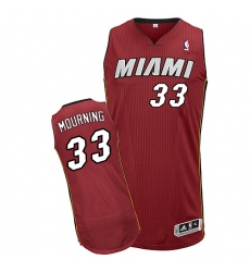 Men's Adidas Miami Heat #33 Alonzo Mourning Authentic Red Alternate NBA Jersey