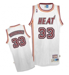 Men's Adidas Miami Heat #33 Alonzo Mourning Authentic White Throwback NBA Jersey