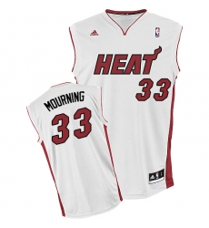 Men's Adidas Miami Heat #33 Alonzo Mourning Swingman White Home NBA Jersey