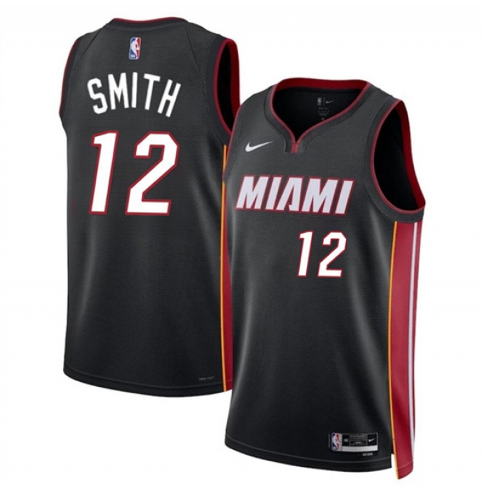 Men's Miami Heat #12 Dru Smith Black 2024 Icon Edition Stitched Basketball Jersey