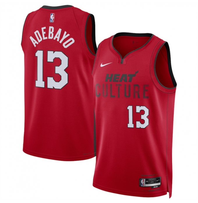 Men's Miami Heat #13 Bam Adebayo Red 2024-25 City Edition Stitched Basketball Jersey