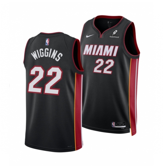 Men's Miami Heat #22 Andrew Wiggins Black 2025 Icon Edition Swingman Stitched Basketball Jersey