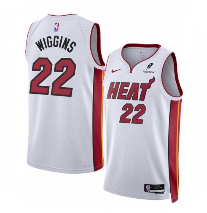 Men's Miami Heat #22 Andrew Wiggins White 2025 Association Edition Swingman Stitched Basketball Jersey