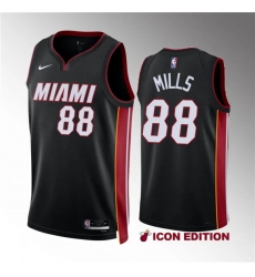 Men's Miami Heat #88 Patrick Mills Black Icon Edition Stitched Basketball Jersey